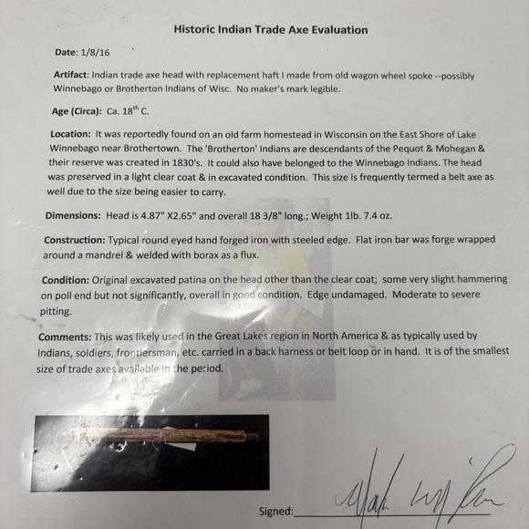 Antique Native American Tomahawk Trade Axe Hand Forged 18in‎ Great Lakes Indian - Picture 12 of 13